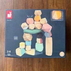 Janod Sweet Cocoon Stacking Stones Wooden Blocks Rocks Activity Toy 2-6 yr Child
